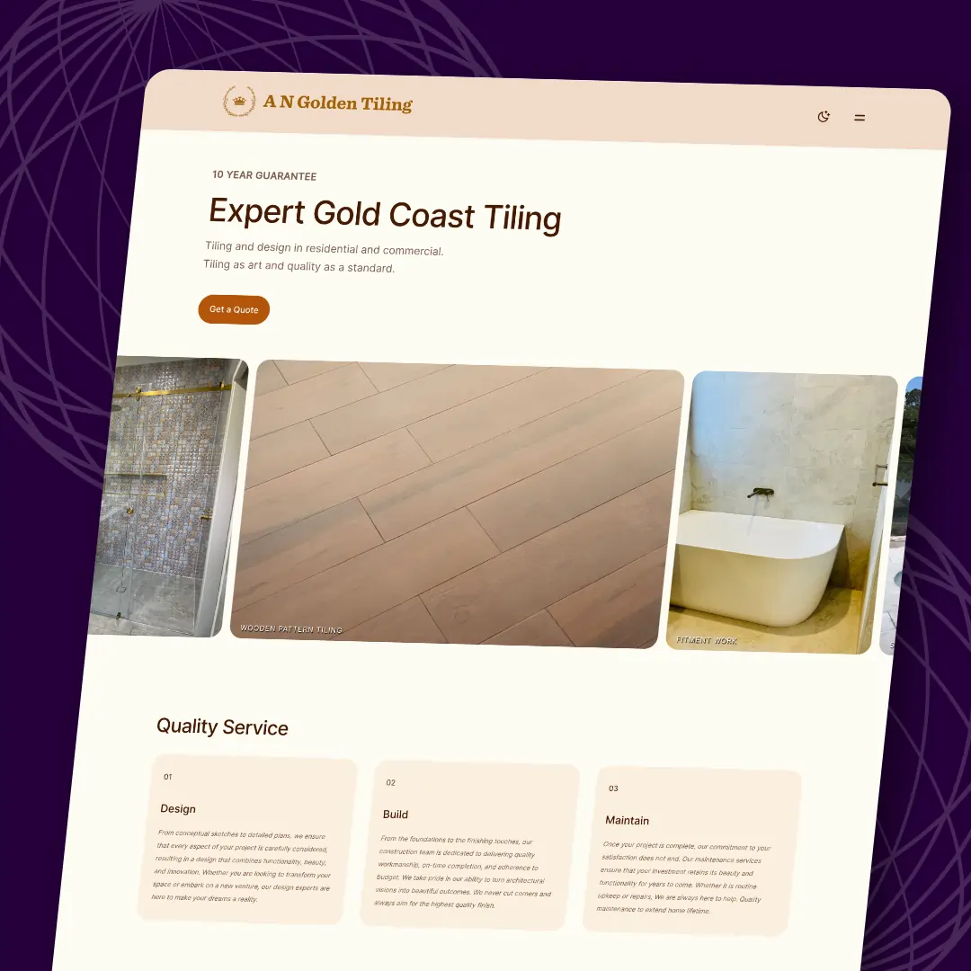 Gold Coast web design for trades companies. Get a website for your tradesman business faster with Aidxn Design. Our Velocity website theme is perfect for helping tradies generate more leads from their website straight away with perfect SEO scores, perfect pageload scores, and included graphic design work. Website design at a low price on the Gold Coast with an in-person service.